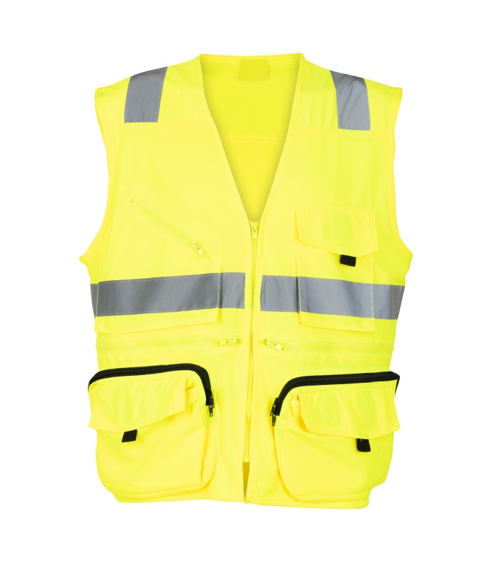 Chaleco Geólogo Fluorescente Tricot Multibolsillo - Amarillo