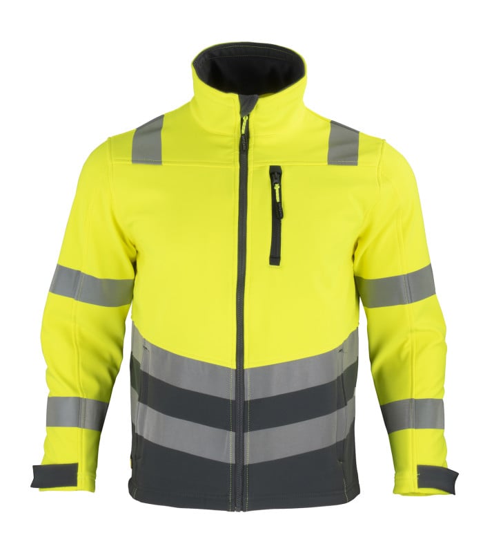 Chaqueta Softshell Alta Visibilidad M/L Hombre - Amarillo Flúor / Azul Marino