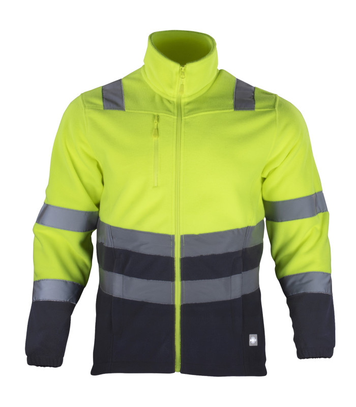 Micropolar Hi Vis Clase 2 Bicolor Manga Larga Hombre - Amarillo Flúor / Azul Marino