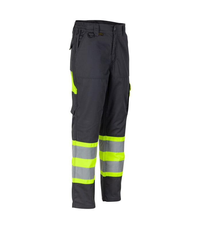 Pantalón Alta Visibilidad Bicolor Clase 1 Hombre - Gris Grafito / Amarillo Flúor