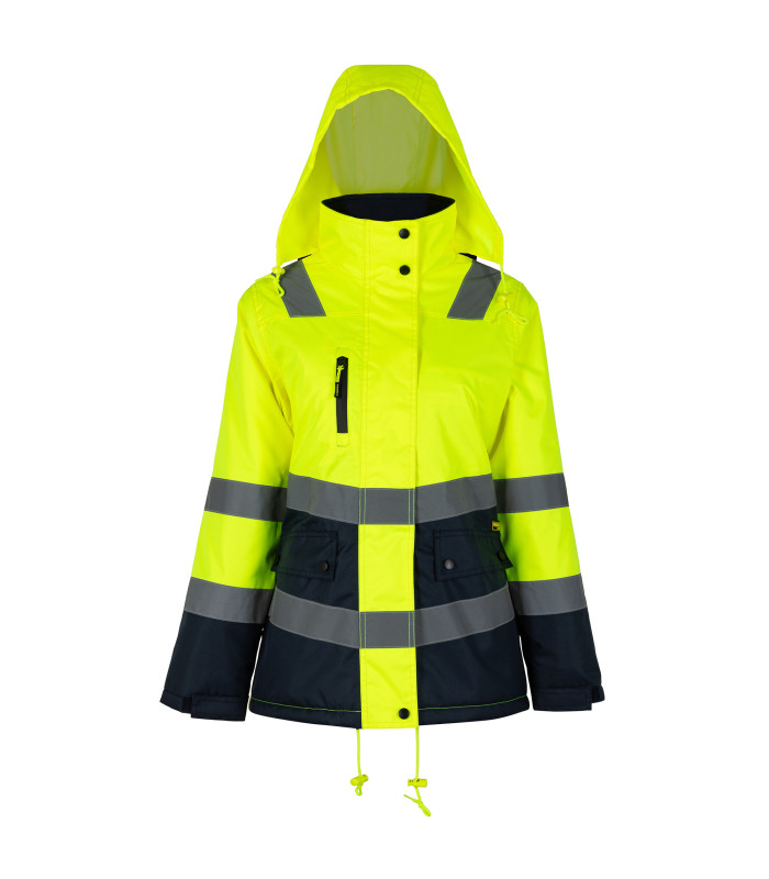 Parka Térmica Alta Visibilidad Clase 2 Mujer - Amarillo Flúor / Azul Marino