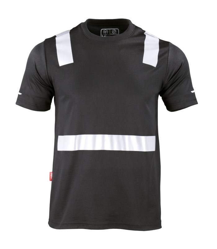 Polera Híbrida con Cinta Reflectiva Manga Corta Hombre - Negro