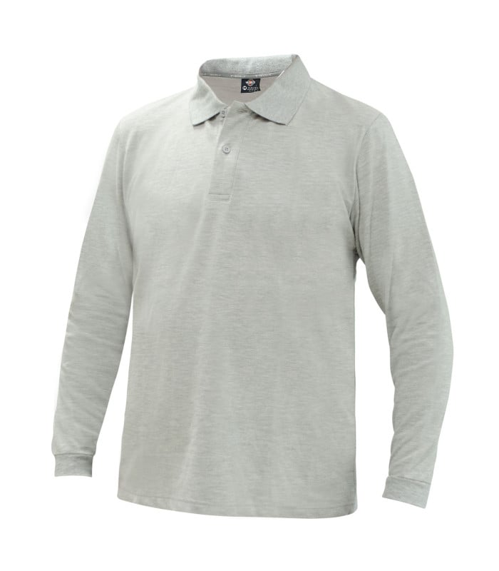 Polera Polo Comfort Spandex Manga Larga Hombre - Gris