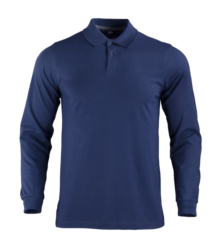 Polera Polo Dryfresh Manga Larga Hombre 60% Algodón 40% Poliéster - Azul