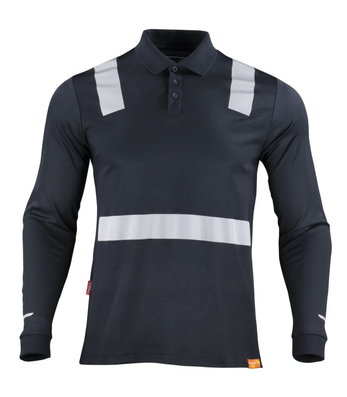Polera Polo Híbrida con Cinta Reflectiva Manga Larga Hombre - Gris Oscuro